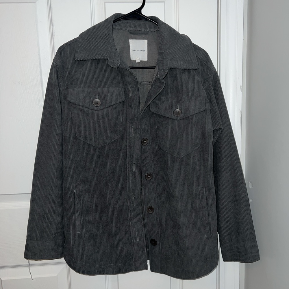 Grey corduroy shacket